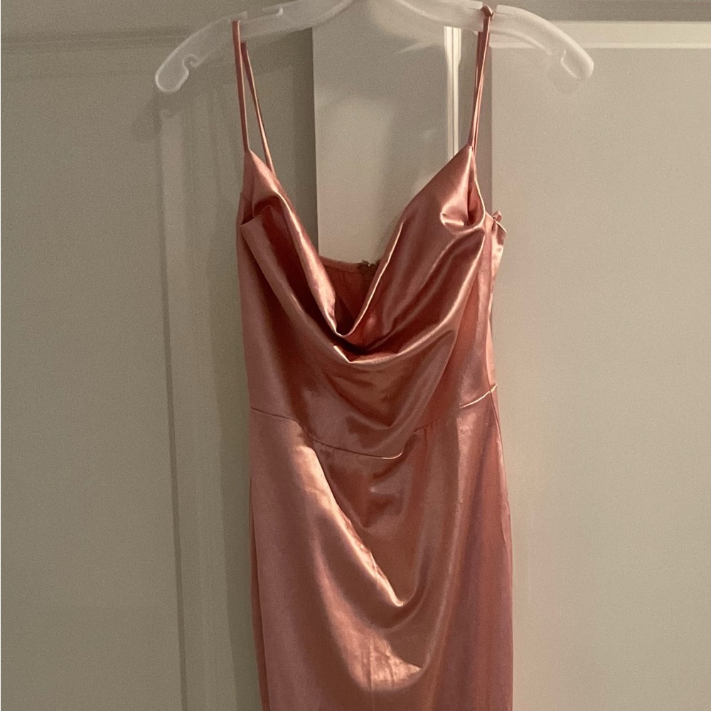 Bridesmaid Elegant Pink Satin Gown